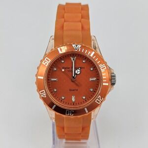 Unisex Analog Watch 40MM Orange Dial Orange Plastic Bands 8" New Battery